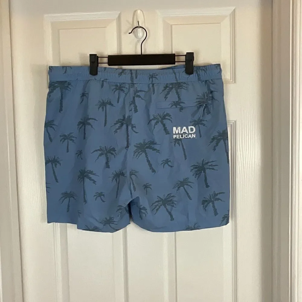 Mad Pelican Dont Worry Be Mad Men Blue Swim Trunk‎ XXL Short Pocket Draw String
